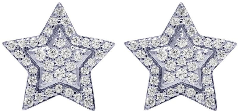 10kt White Gold Round Diamond Star Shape Earrings In For Women