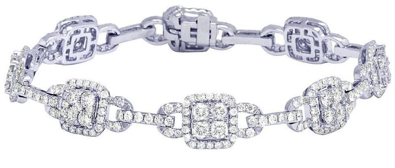 14k White Gold Round Moissnite 5.6ct Diamond Bracelet