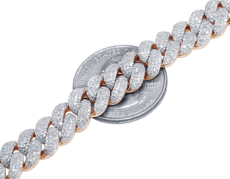 Diamond Cuban Chain In Sterling Silver Studded With Moissanite Diamond