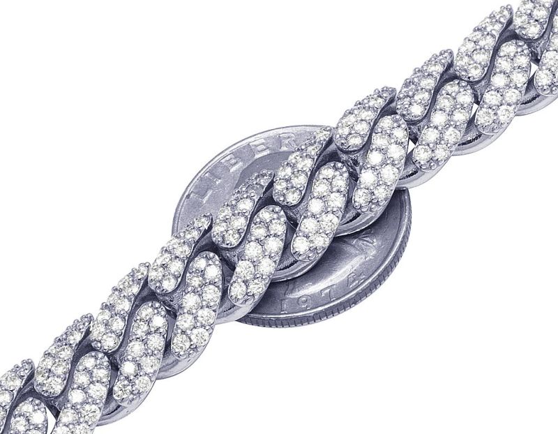 Sterling Silver Cuban Chain With Moissanite Diamonds In VS2-SI1