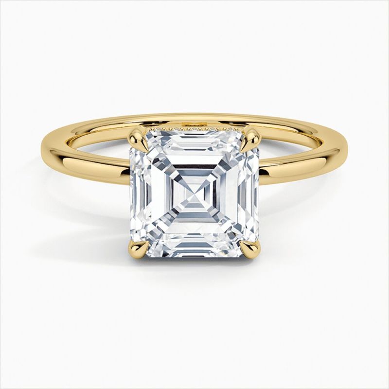 Asscher Cut Solitaire Diamond Engagement Ring