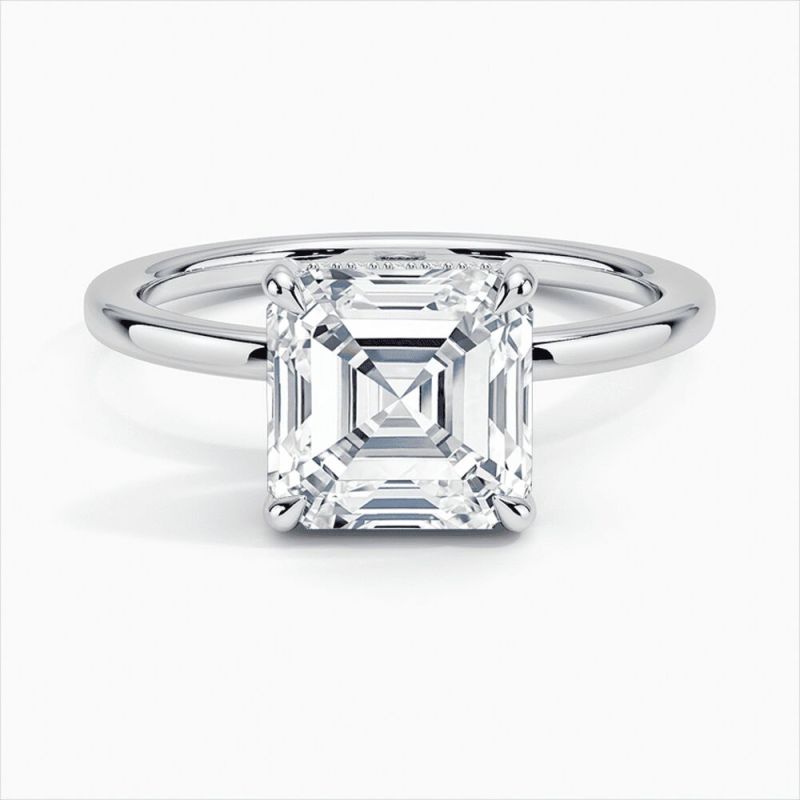 Asscher Cut Solitaire Diamond Engagement Ring