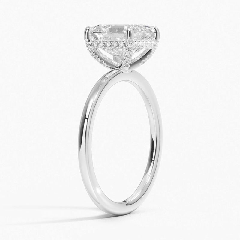 Asscher Cut Solitaire Diamond Engagement Ring