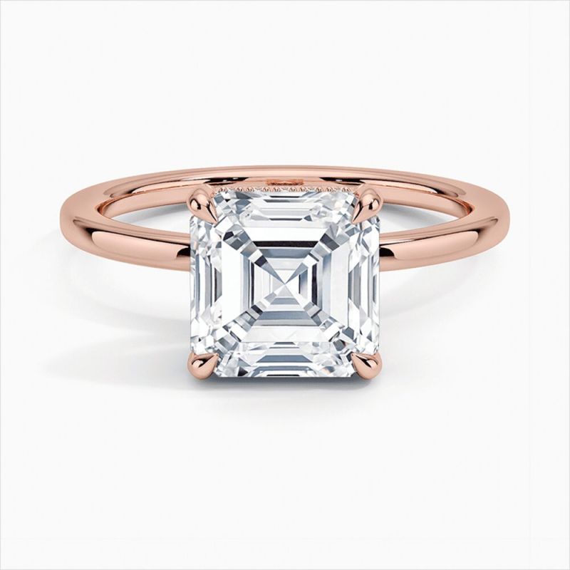 Asscher Cut Solitaire Diamond Engagement Ring