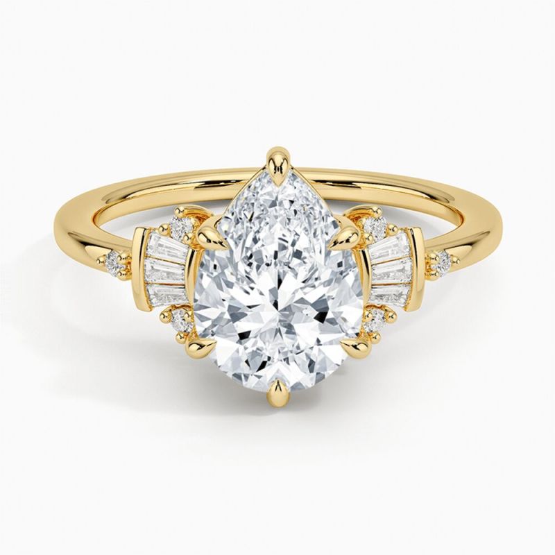 Rose Gold Pear Cut Diamond Classic Ring