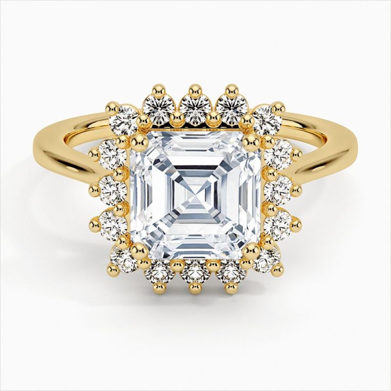 Asscher Cut Solitaire Diamond Wedding Ring