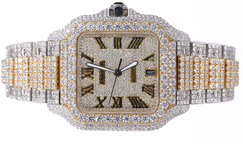 Automatic Luxury Cartier Diamond Watch, With Moissanite Diamond