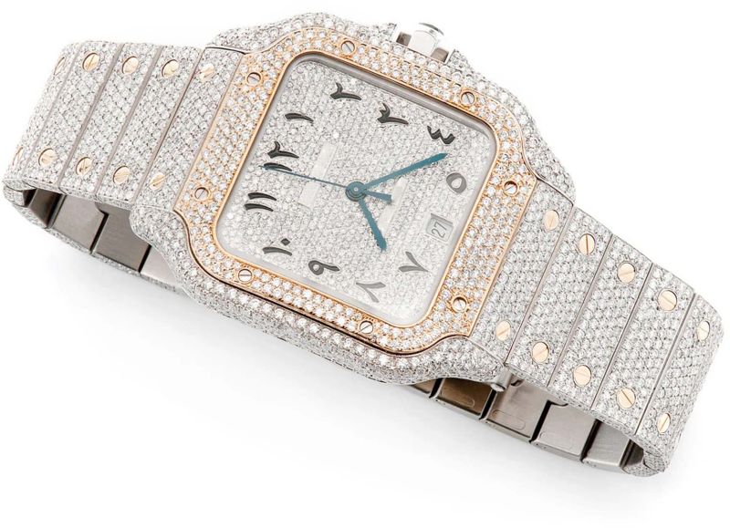 Cartier Arabic Dial With Diamond Studded Steel White &AMP;AMP; Yellow Gold Plated Arabic Men Watch