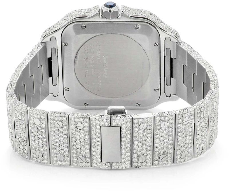 Cartier Red Roman Dial With Moissanite Diamond Hip Hop Men Watch