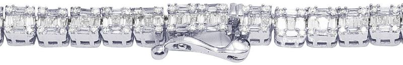 10k White Gold 16.5ct Baguette Moissanite Diamond Tennis Chain