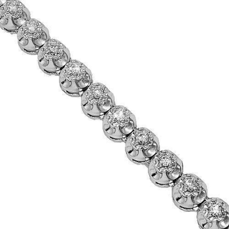 Sterling Silver White Gold Plated Diamond Tennis Chain In Vvs Clarity