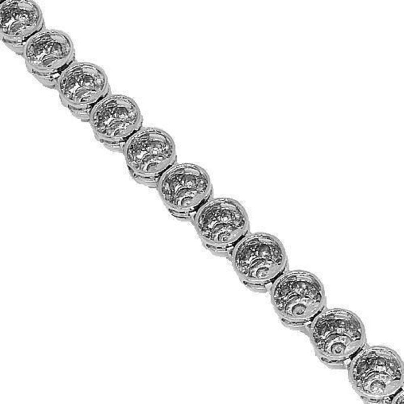 Sterling Silver White Gold Plated Diamond Tennis Chain In Vvs Clarity