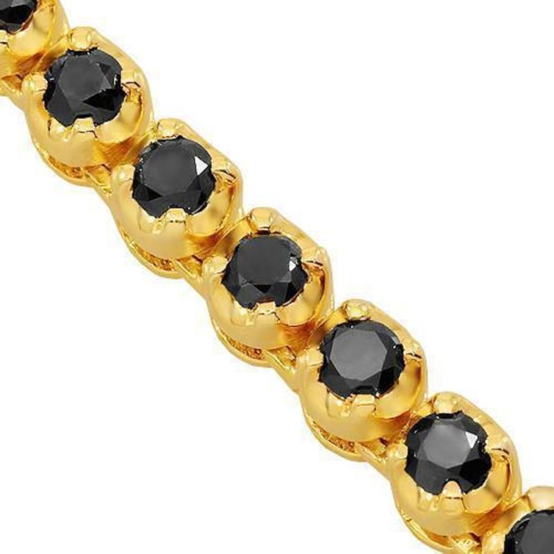 Black Moissanite Diamond Studded In Sterling Rose Gold Plated Tennis Chain