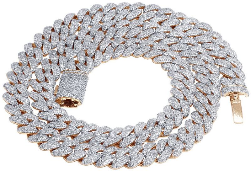 Diamond Cuban Chain In Sterling Silver Studded With Moissanite Diamond