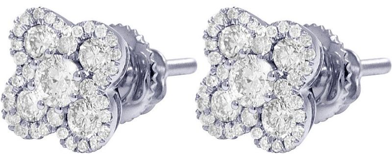 10k White Gold Round Diamond Earring