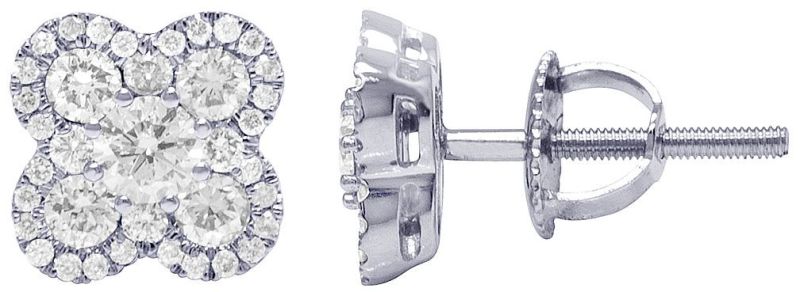 10k White Gold Round Diamond Earring