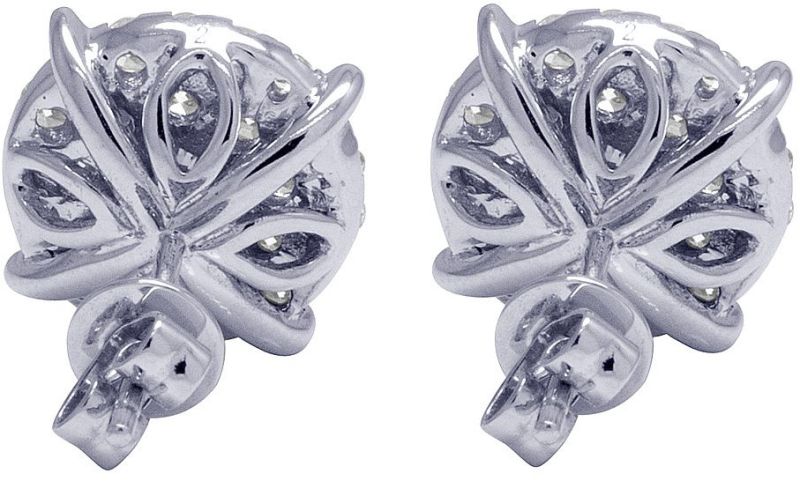 10k White Gold Round Diamond Earrings