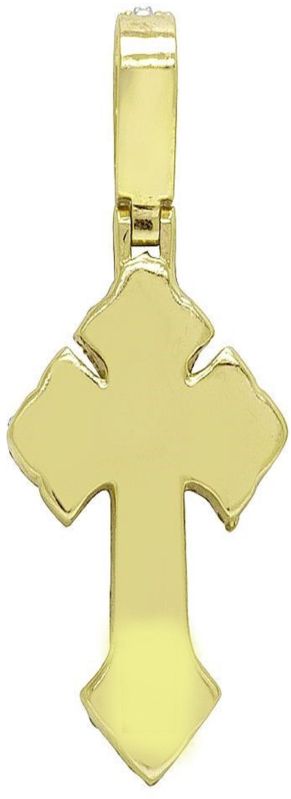 14k Yelloe Gold Iced Out Men\'s Hip Hop Cross Pendant