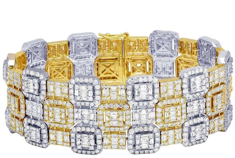 Luxurious Multi-tone Gold With Moissnite Diamond Bracelet 27.75ct