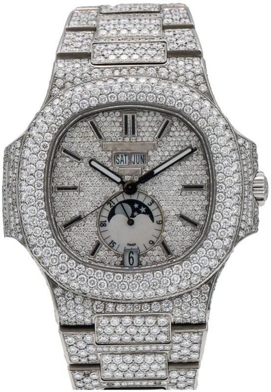 Patek Philippe Nautilus Studded With Vvs Moissanite Diamond Watch