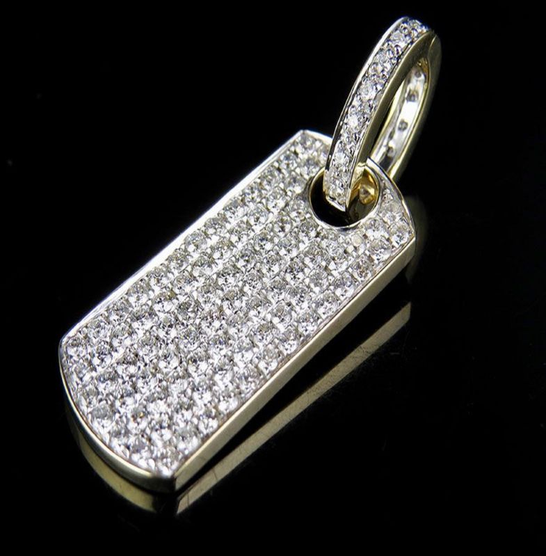 Moissanite Round Diamond 925 Sterling Silver Dog Tag Charm Pendant For Men