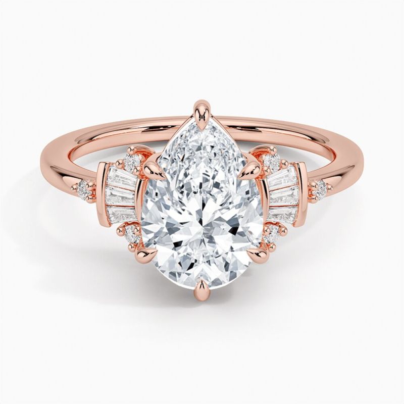 Rose Gold Pear Cut Diamond Classic Ring