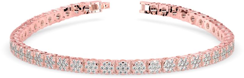 Rose Gold Flower Design Diamond Bracelet For Women