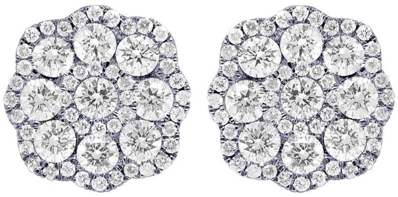 White Gold 10k Stunning Round Diamond Earrings