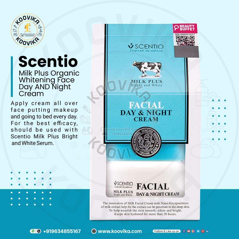 Scentio Milk Plus Organic Whitening Face Day AND Night Cream, (Made In THAILAND) With 30 Hours Of Hy