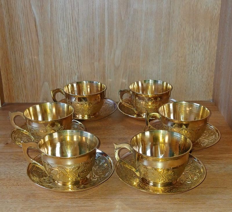 Jyoti Enterprises Brass Cup Plate 6 Set