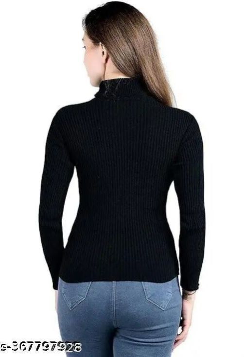 Ladies Black High Neck Sweater