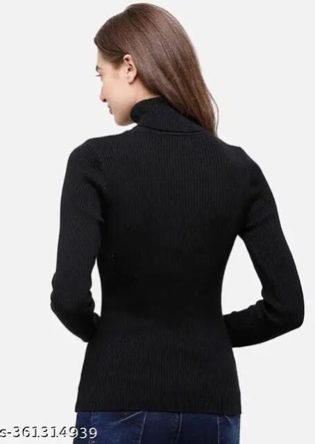 Ladies Black High Neck Sweater