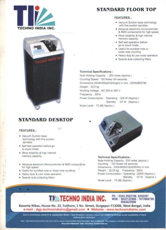 Techno Standard Desktop Note Counting Machine