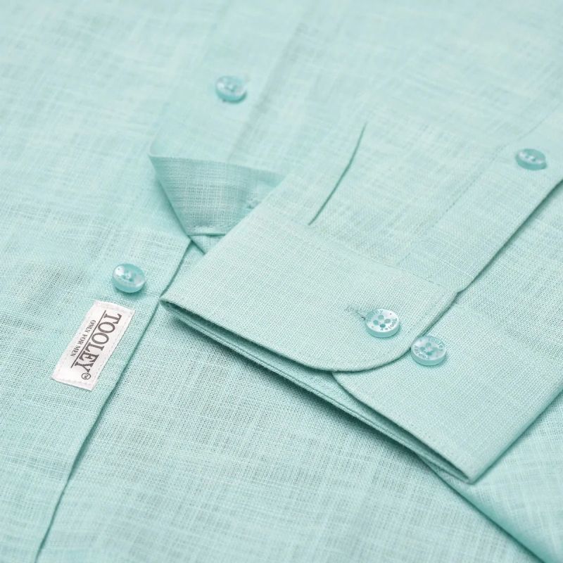 Formal Saga Green Party Wear Linen Shirt