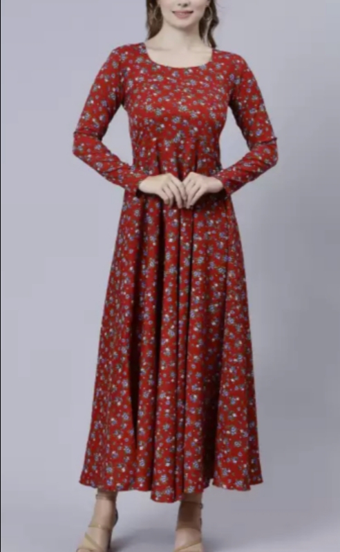 Ladies Printed Long Anarkali Kurti