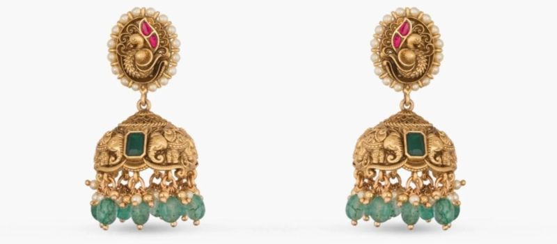 Amala Antique Silver Jhumkas