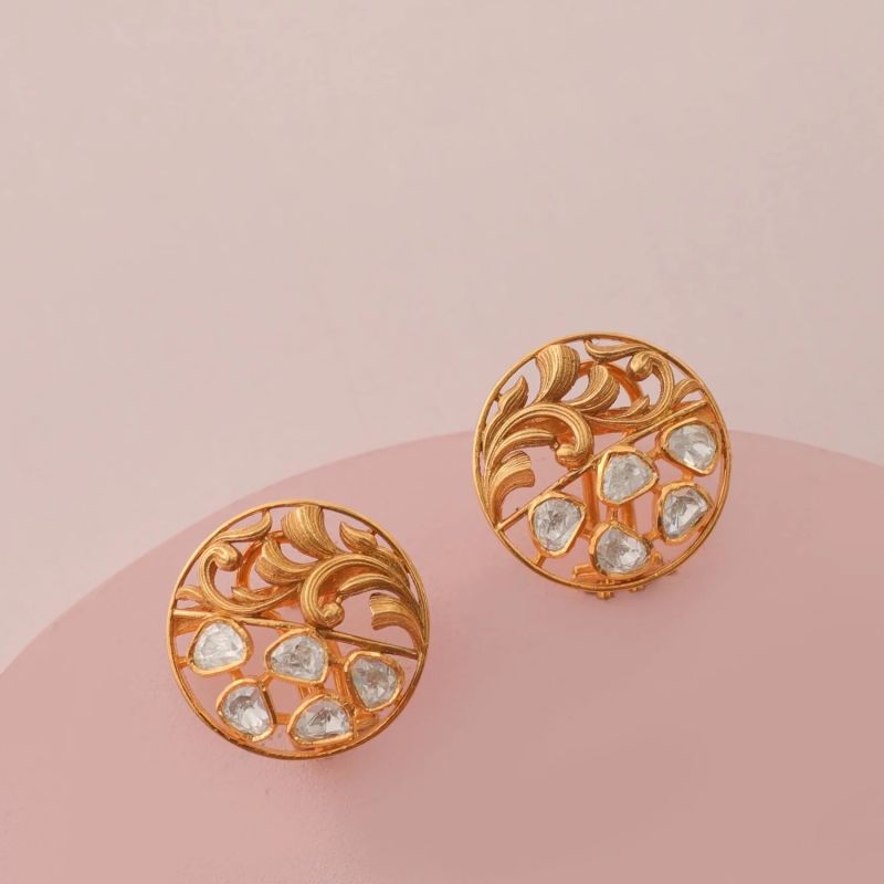 Baroque Moissanite Silver Stud Earrings