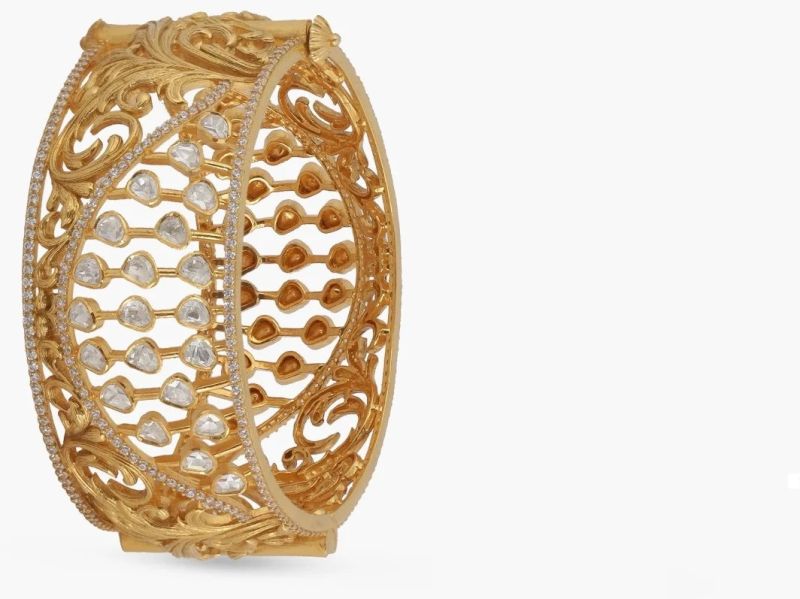 Baroque Signature Moissanite Silver Bangle