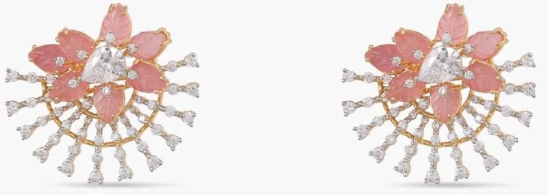 Garden Floral Serenity Cz Silver Stud Earrings