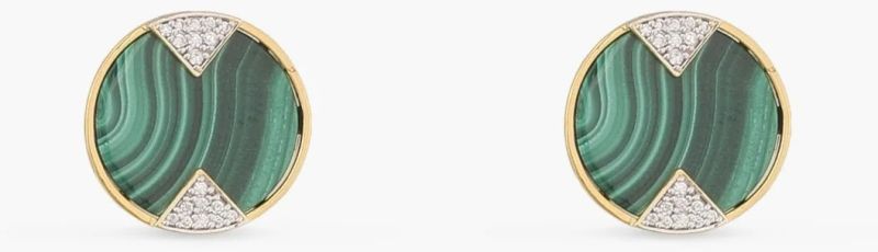 Malachite Geometric Silver Stud Earrings