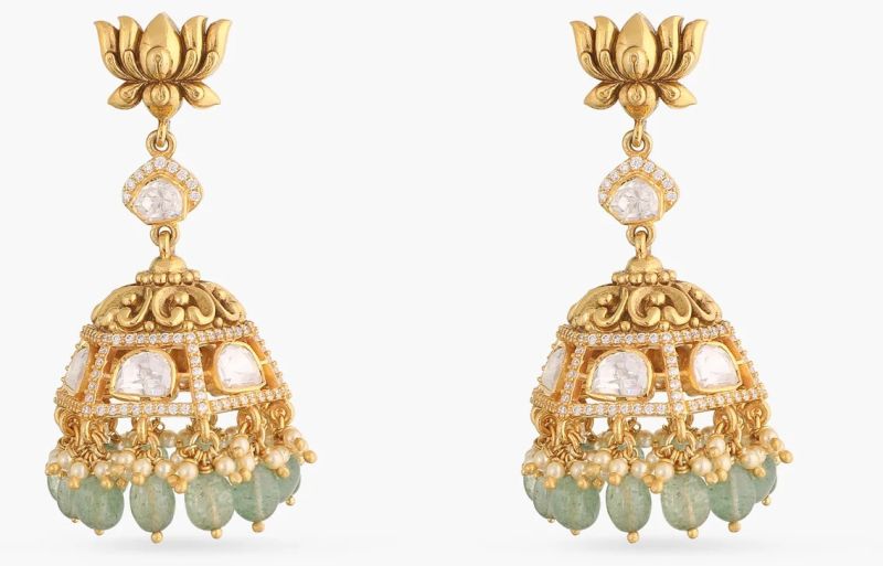 Nalini Moissanite Silver Jhumki Earrings