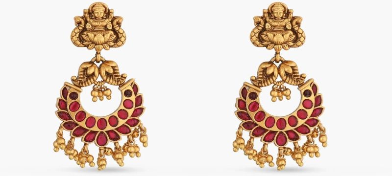 Subha Nakshi Temple Silver Chaandbali Earrings