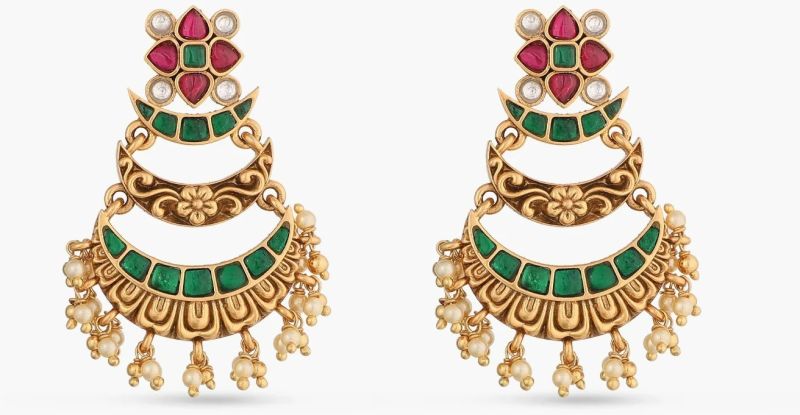 Viny Silver Chandbali Earrings