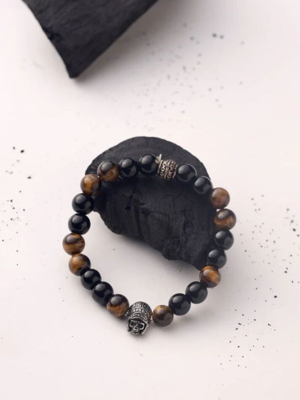 Owl Shape Bracelet With Black and Brown Beads