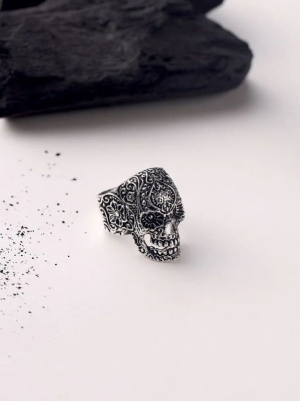 Skull Shape Silver Plated Ring For Men