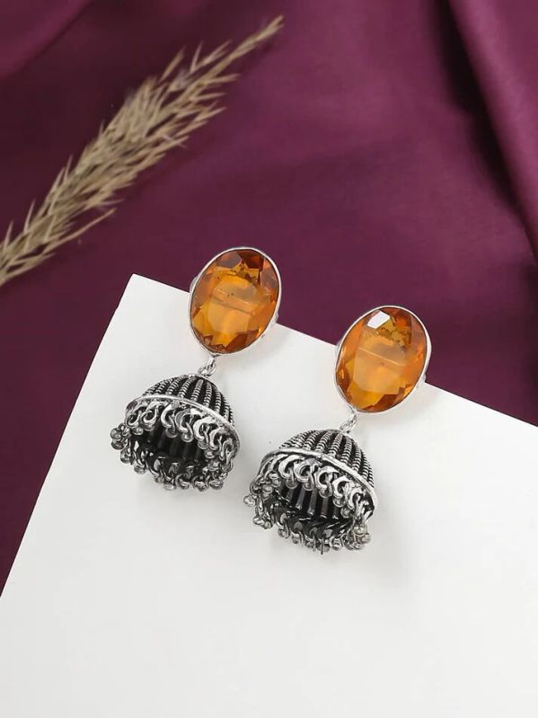 Oxidized Studded Jhumka Earring For Women and Girls