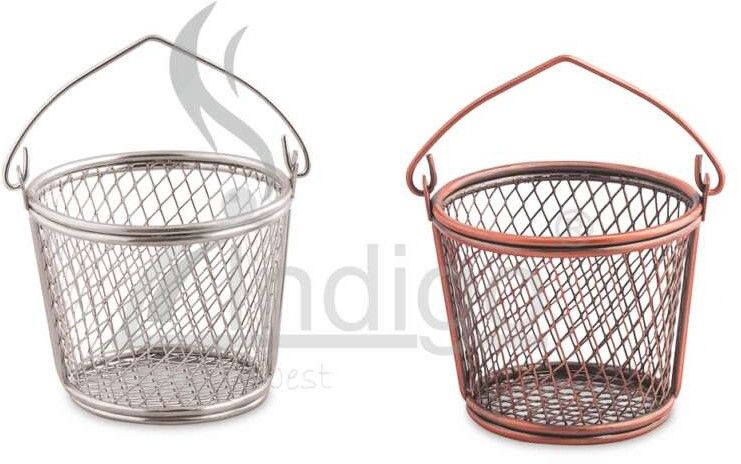 Rd Mini Serving  SS Antique  Basket