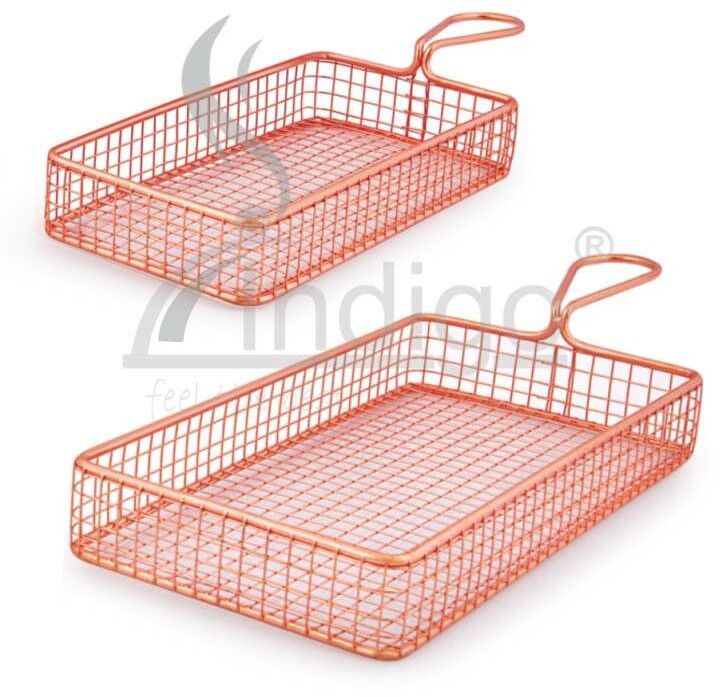 Mini SS Serving  Rectangle Copper  Basket
