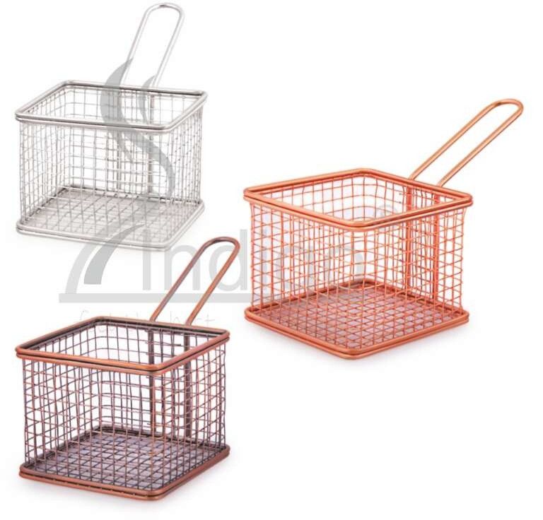 SS Mini Serving  Square Copper  Antique Basket