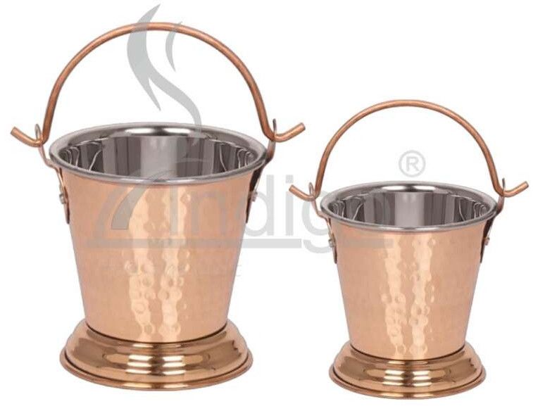 SS Serving Bucket Hammered W/ Copper Base
